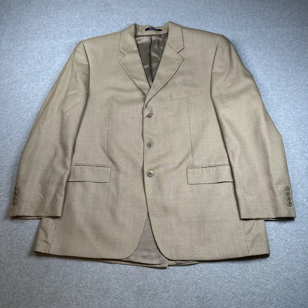 Polo University Ralph Lauren Vintage Silk/Wool Sport Coat Blazer 44R Beige NOTE